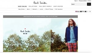 http://www.paulsmith.co.uk/uk-en/shop/ has a clean-cut design that gives it a high end, professional feel.
