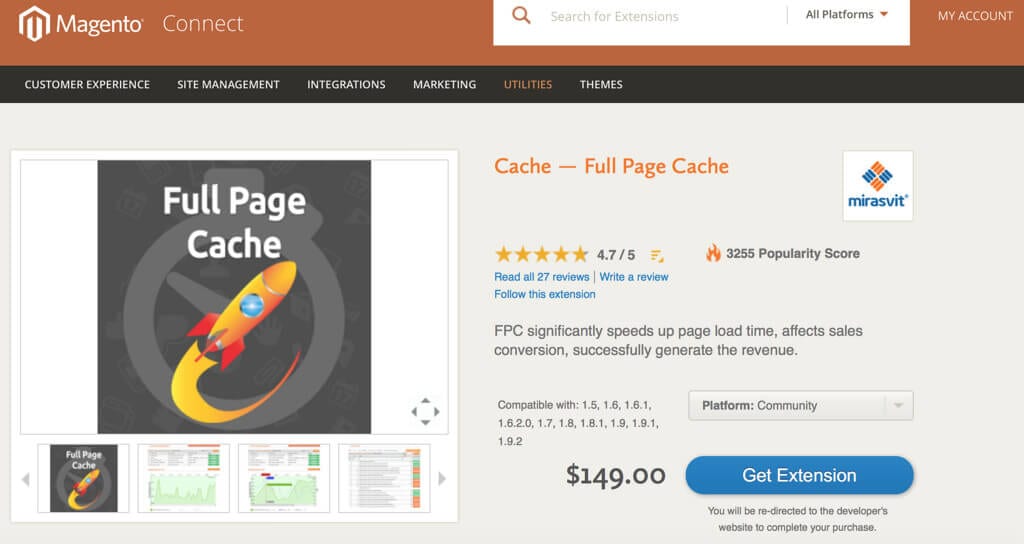 Browser caching extensions for Magento are available from the Magento Connect store.